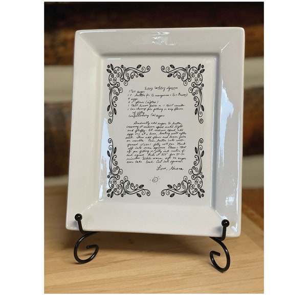 Custom Porcelain Recipe Plates with favorite recipe or photos or handwriting with editing and customization