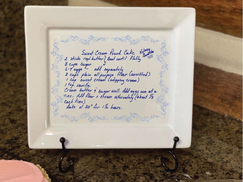 Custom Porcelain Recipe Plates with favorite recipe or photos or handwriting with editing and customization image 2