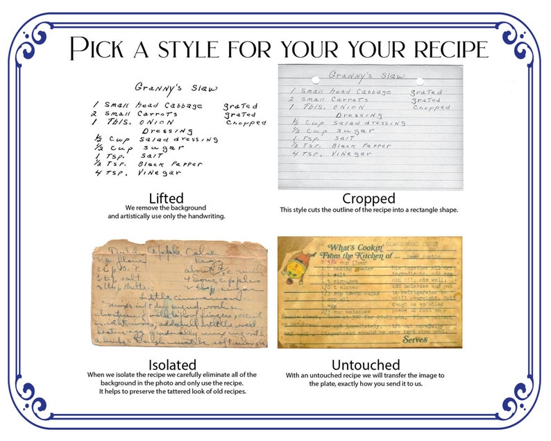 Custom Porcelain Recipe Plates with favorite recipe or photos or handwriting with editing and customization image 8