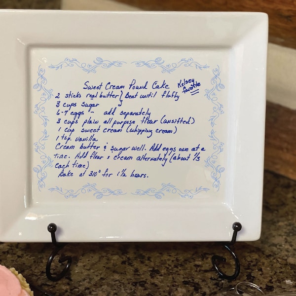 Custom Recipe Plate: Handwritten Family Recipe on Porcelain