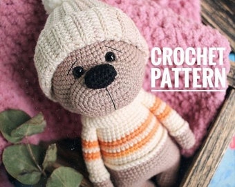 Bear crochet pattern. Amigurumi bear toy. US English Digital PDF
