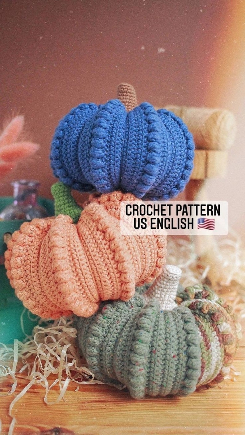 Medium Crochet Pumpkin PATTERN. DIY Tutorial Ideas Step-by-Step. US English Digital pdf image 3