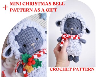 Crochet Easter Sheep PATTERN. Amigurumi. + Mini Christmas Bell with Holly Berries pattern as a gift. US English Digital PDF