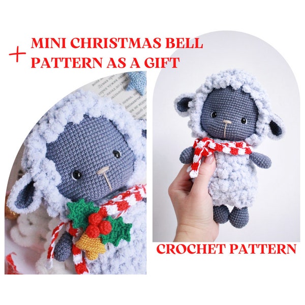 Crochet Easter Sheep PATTERN. Amigurumi. + Mini Christmas Bell with Holly Berries pattern as a gift. US English Digital PDF