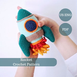 Emerald Green Rocket Crochet Pattern - Fun Space Amigurumi PDF