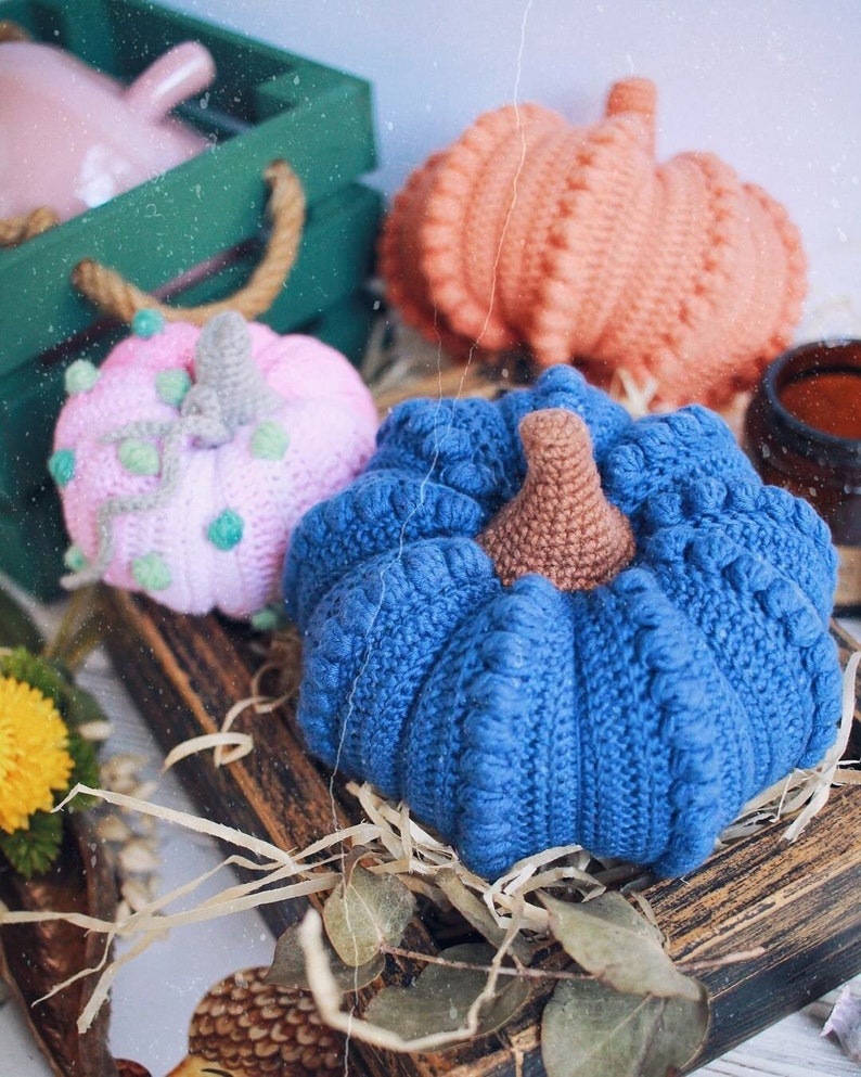 Medium Crochet Pumpkin PATTERN. DIY Tutorial Ideas Step-by-Step. US English Digital pdf image 1