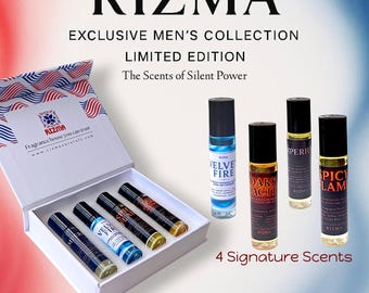 RIZMA Exclusive Men’s Fragrances Gift Box – 4 Signature Scents | Luxury Alcohol-Free Oils | Long-Lasting Cologne, Limited Edition