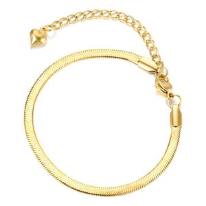 May include: A gold-tone snake chain bracelet with a heart-shaped charm attached to the lobster clasp.