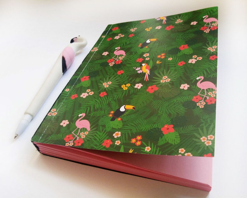 Replaceable paper Flamingo insert refill A5 paper Tucan inserts notebook color Jungle for journal blank eco-friendly paper black craft pages