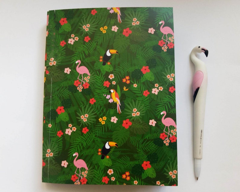 Replaceable paper Flamingo insert refill A5 paper Tucan inserts notebook color Jungle for journal blank eco-friendly paper black craft pages