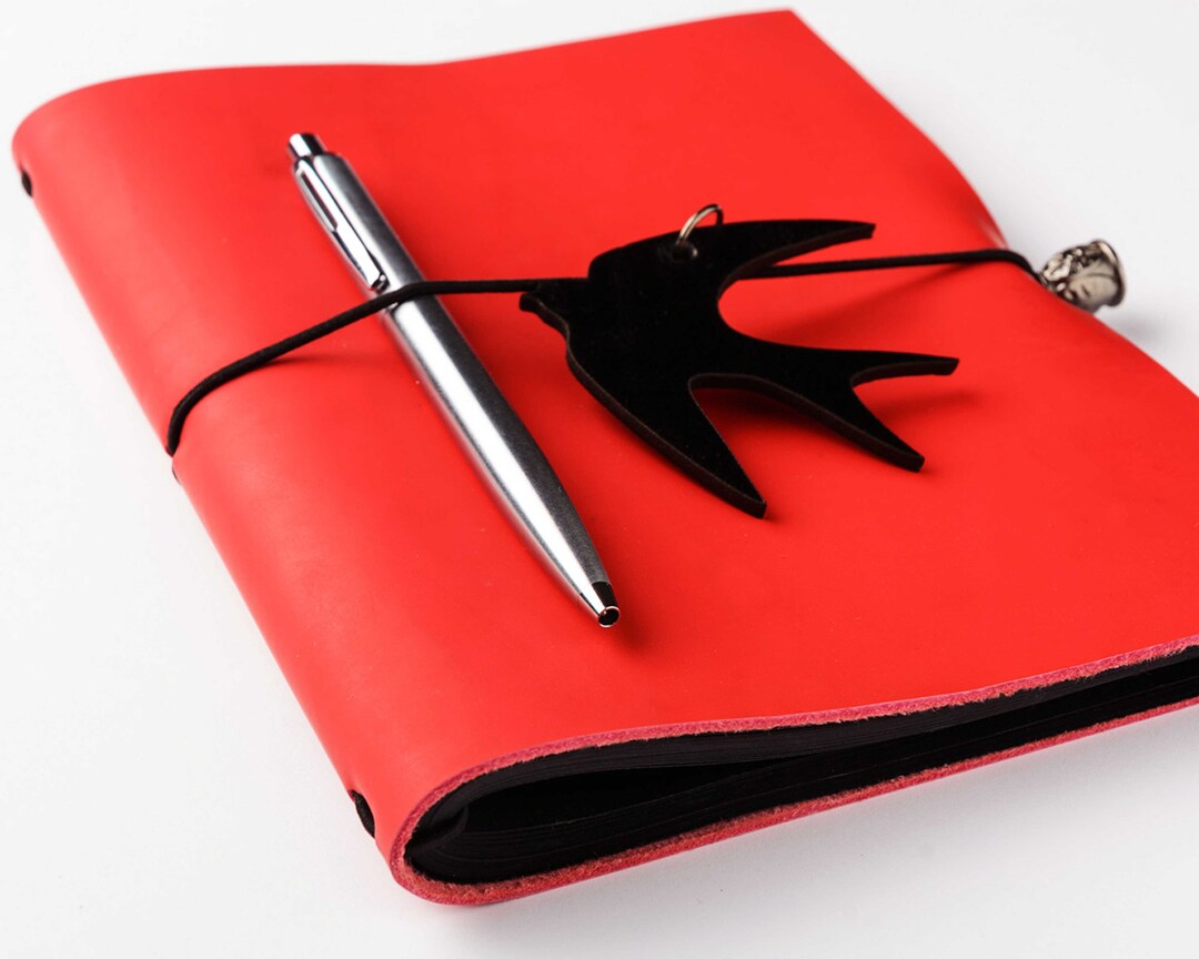 Custom Leather Notebook Red Leather Personalized Leather Etsy
