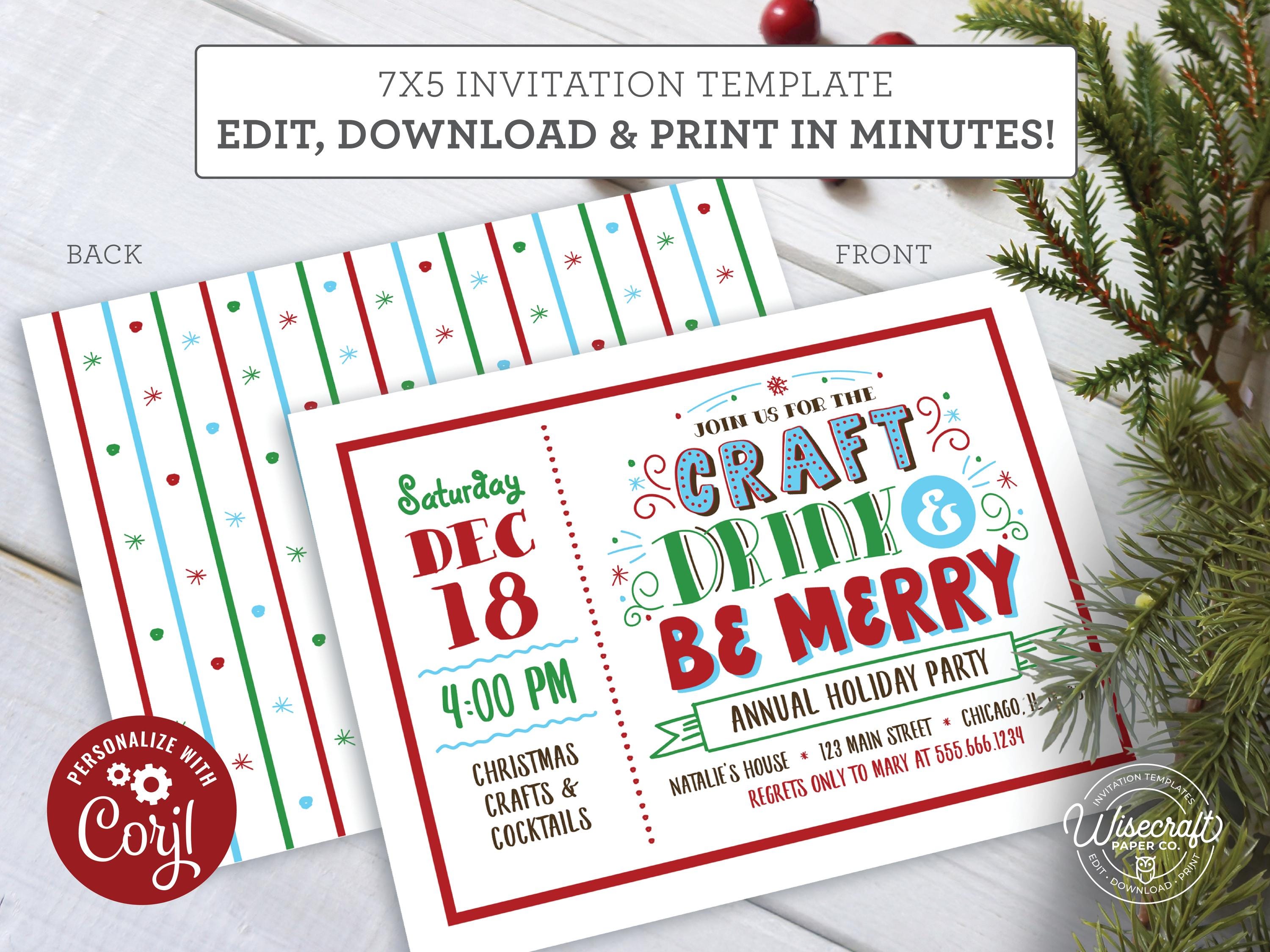 Christmas Craft Party Invitation: Editable Corjl Template (digital ...