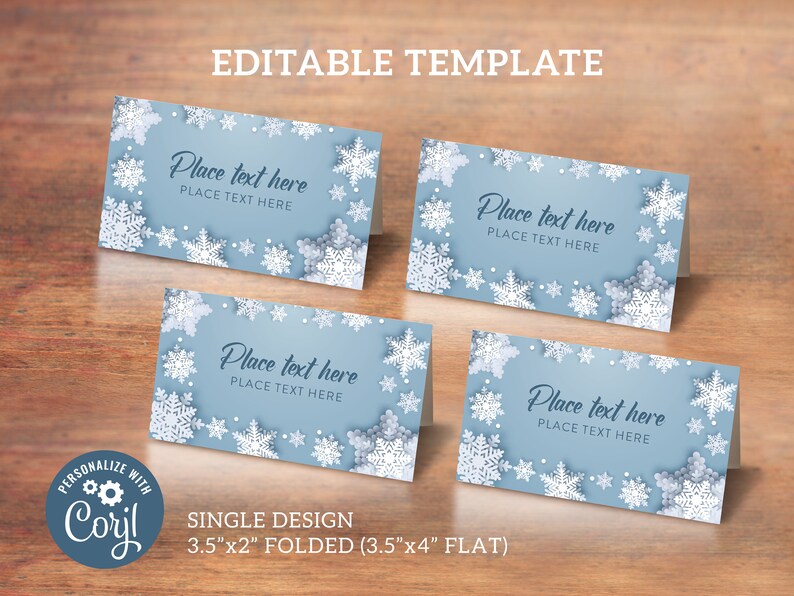 Winter Snowflake Editable Food Labels & Place Cards – Corjl Template ...