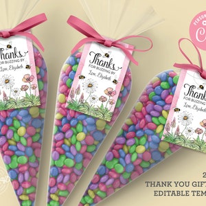 Editable Honey Bee Theme Gift Tag, 2x3.5 Corjl Template, Digital Download, #015