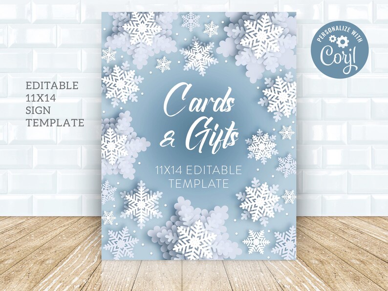 Editable Snowflake Bridal Shower Invite Snow in Love Theme, 5x7 Corjl