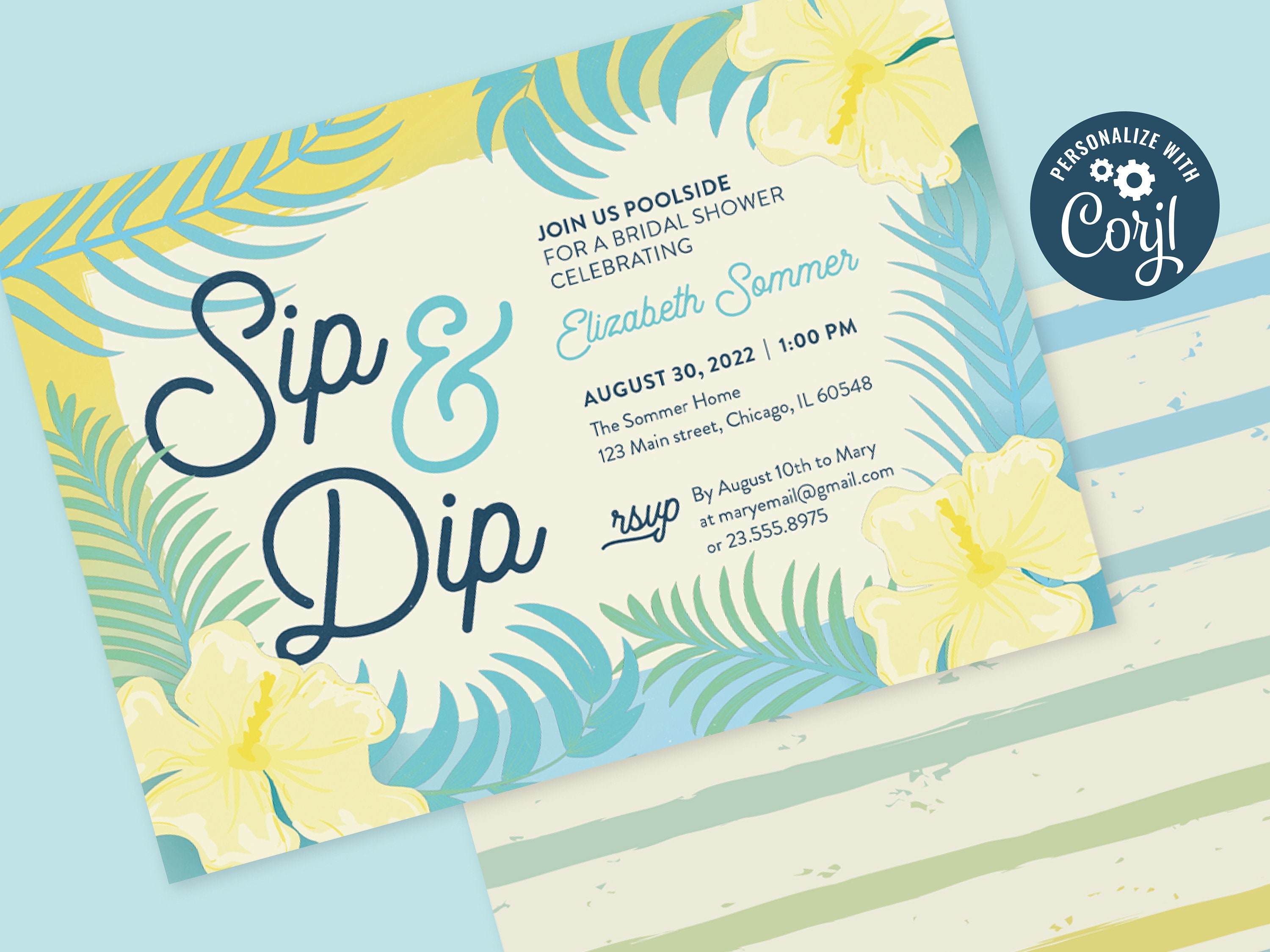 Sip and dip bridal shower bachelorette retirement etsy