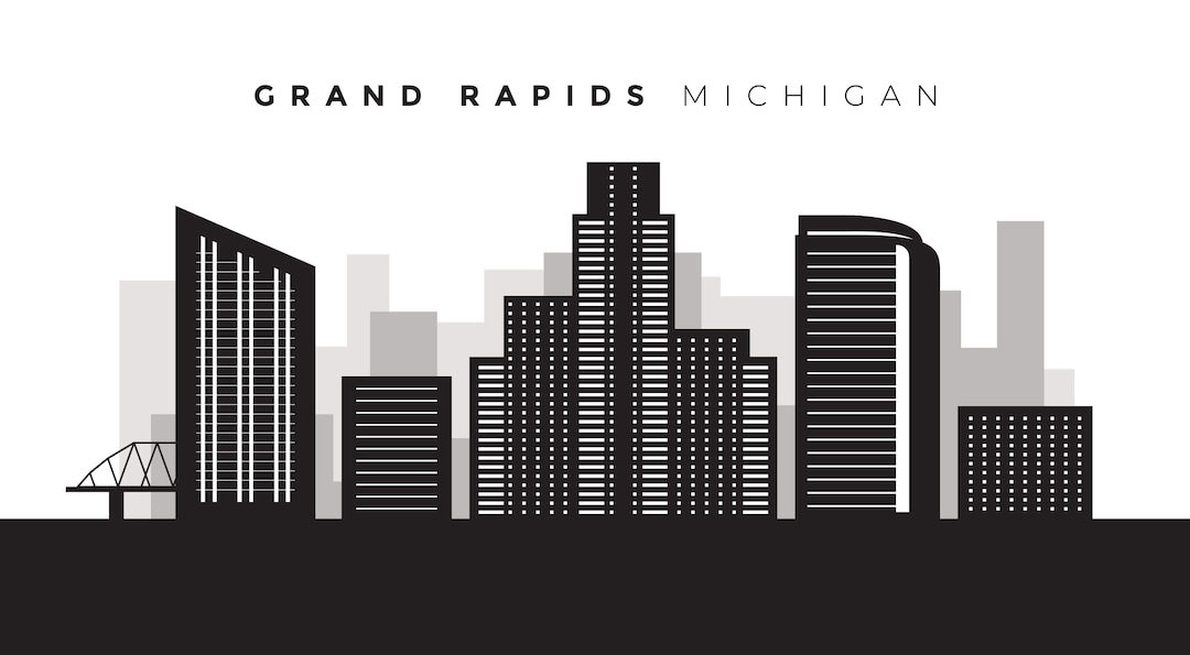 Grand Rapids City Capital Logo Skyline Digital Design Vector Pack