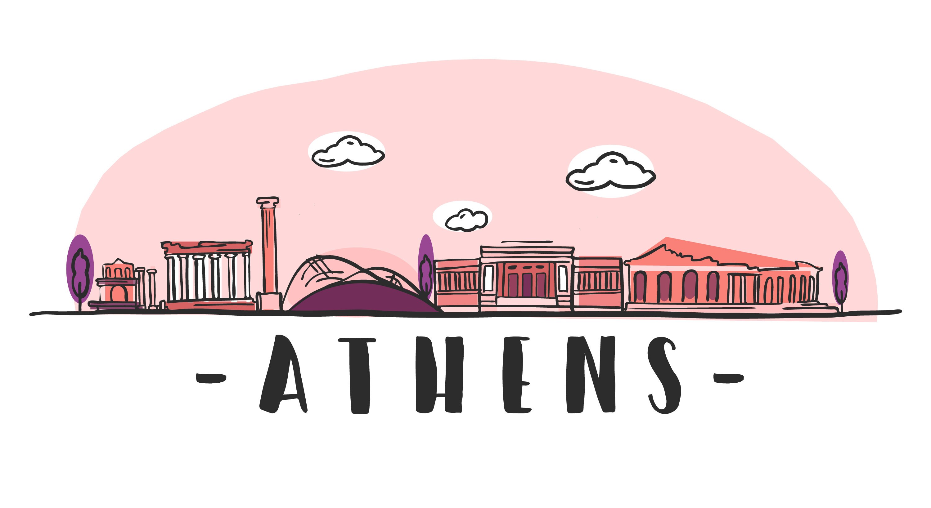 Athens City Capital Logo Skyline Digital Design Vector Pack Greece. AI ...