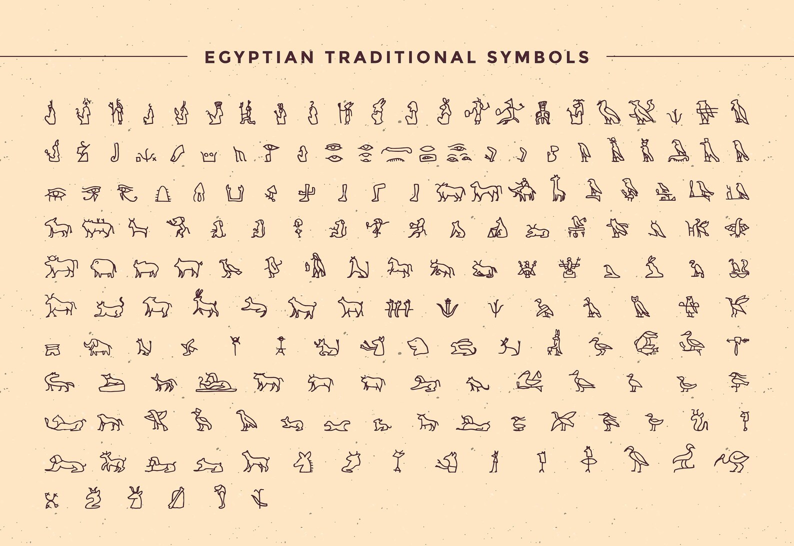 Egyptian Hieroglyphics Alphabet Digital Design Editable Illustration ...