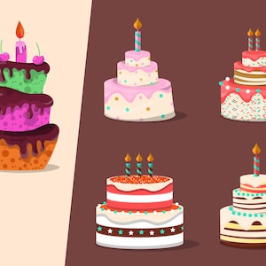 Birthday Cake Present Vectorial Design Illustration Cartoon Pack. AI. JPEG. PDF. Svg-How to available in the description