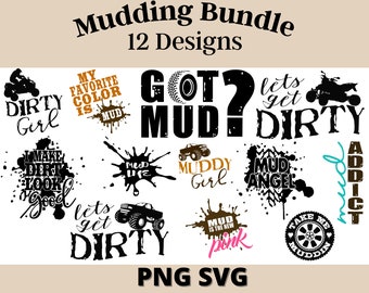 Boue, saleté et boue Design Bundle-SVG, PNG. Art d’illustration de conception numérique. T-shirt prêt à être imprimé