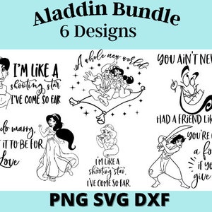 Aladdin Digital Design Illustration Cartoon Mega Bundle Pack - SVG, PNG, DXF druckbereit. Kleidungsdesigndruck