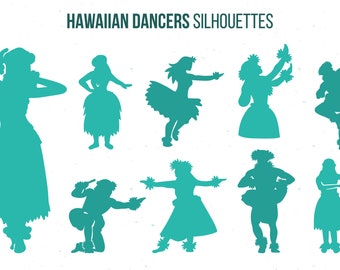Hawaiian Dancers Silhouette Digital Design Illustration Pack. Ai. PDF. JPEG. SVG - How to in the description