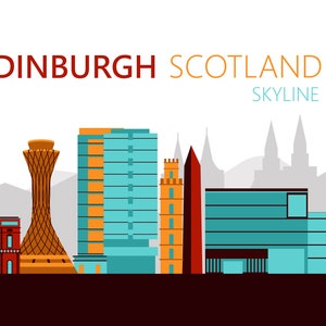 Edinburgh City Capital Logo Skyline Digital Design Vector Pack Scozia. AI. Jpeg. Pdf. Svg-Come disponibile nella descrizione