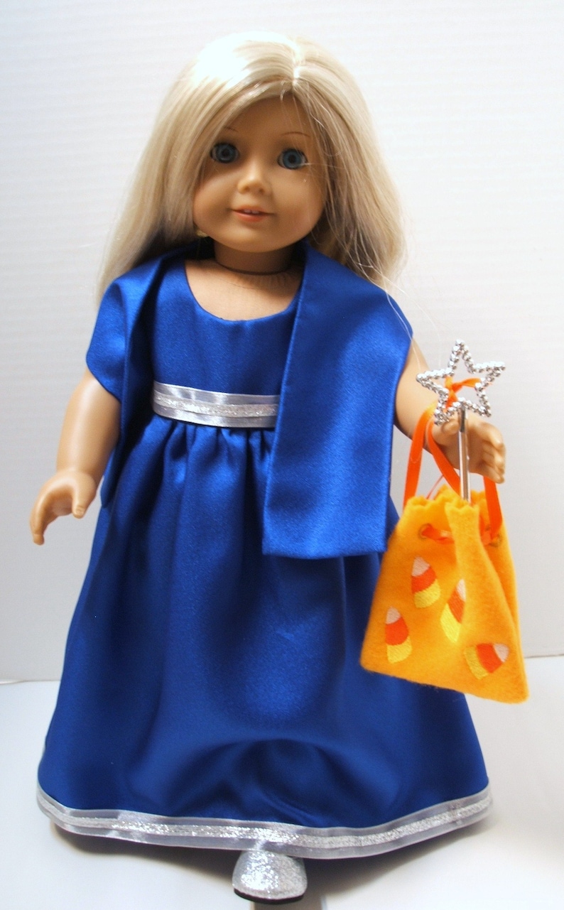 18 Inch Doll Dress Blue and Silver Gown Plus Accessories Handmade