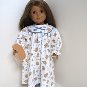 18 Inch Doll Nightgown Pajamas PJs Plus Accessories Slippers Sleep Mask, American Girl Clothing Sleepwear, Slumber Party, Girl Birthday Gift