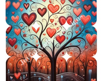 Heart Trees, Swirly Trees Magnet Mosaic, nine piece