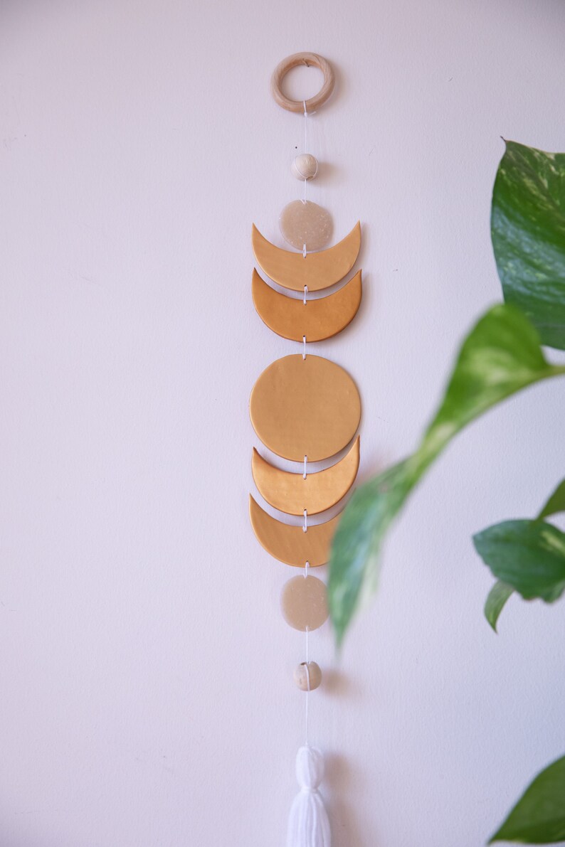 Gold Moon Phase Clay Wall Hanging Abstract Wall Hanging Home Etsy