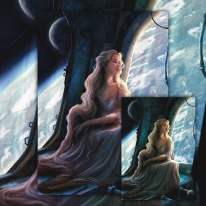 La prigione di Luna | Segnalibro Fantasy Art Fantascienza Le cronache lunari Fantasy Cress Cartolina artistica libresca