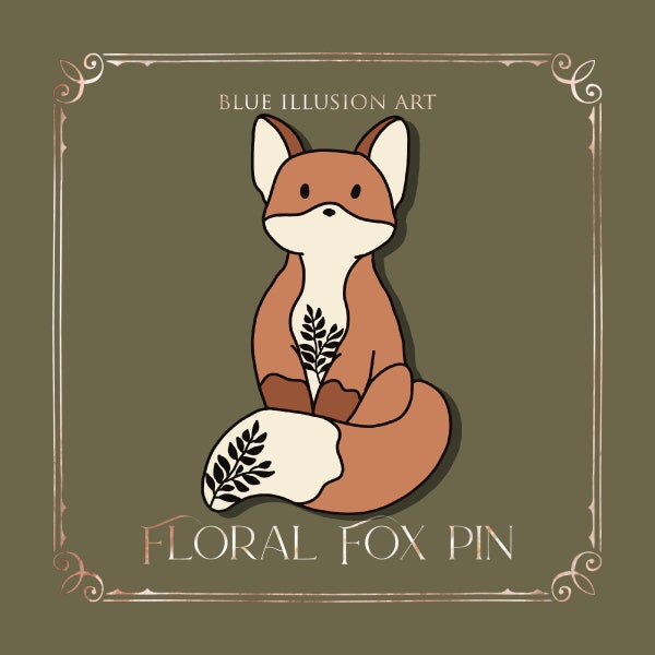 Floral Fox - Enamel Pin | Autumn Fox Enamel Pin Fall Book Autumn Gift Pin