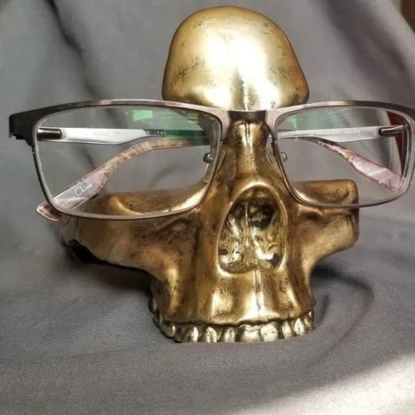 Skull Eyeglass Eyeglasses Glasses Stand Holder ~ Gothic Shakespearean Decor ~ Desk Organization ~ Office or Class ~ Adult Teen Gift ~ Funny