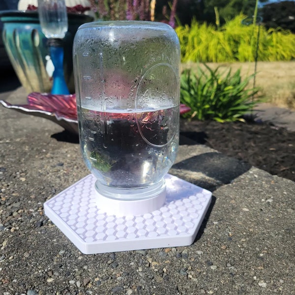 Bee Feeder for Small Mouth Mason Jars - Bee Insect Waterer - Gift for Beekeeper - Automatic Feeder Dish - Mason Jar Auto Water Dispenser