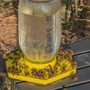 Bee Feeder for Small Mouth Mason Jars - Bee Insect Waterer - Gift for Beekeeper - Automatic Feeder Dish - Honeycombed Auto Water Dispenser