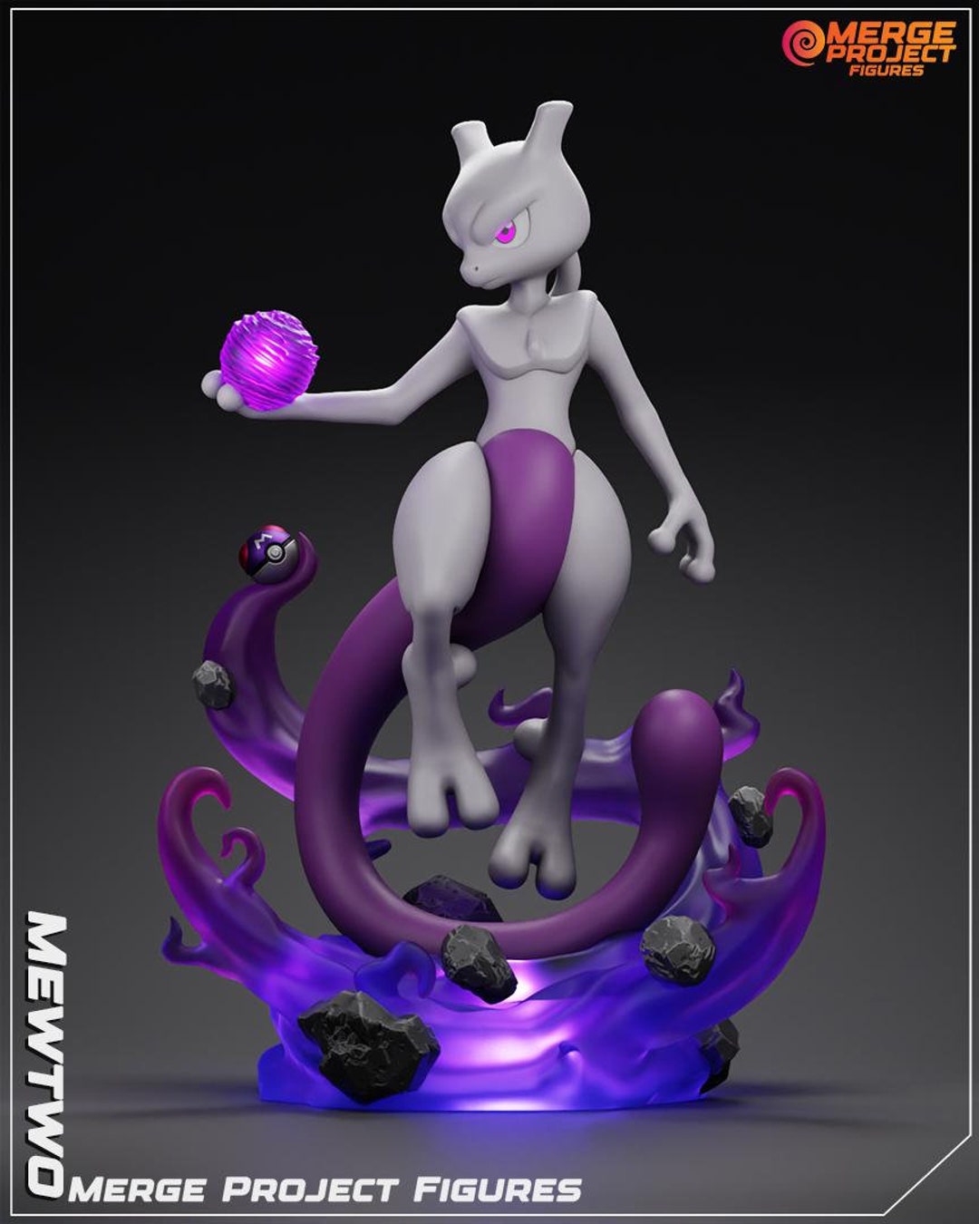 Figurine Mewtwo Pokémon – Kit 3D Imprimé à Assembler Et Peindre – Résine