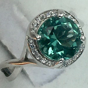 Vintage Original White Gold 585 14k Ring with Green Quartz  6.5 US  2,97 g, Green Quartz White Gold 585 14k Ring