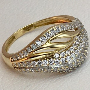 Vintage Original Yellow Gold 585 14K Ring With Cubic Zirconia 6 US 1,91 g, Yellow Gold 585 14K Ring, Gift for Her, Yellow Gold 585