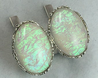 Vintage Sterling Silver 925 Opal Color Stone Earrings, Silver 925 Opal Color Stone Earrings, Mother's Gift, Gift for Her