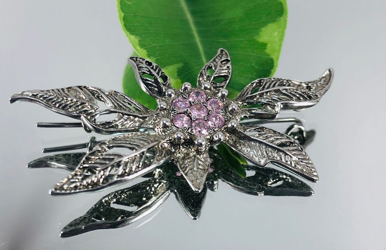 bird feather brooch Gift for her 925 silver brooch Sterling silver brooch Brooch Christmas present shiny brooch