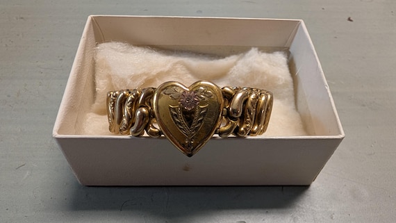 Vintage WWII Era Pitman & Keeler "American Queen" Heart Expansion Bracelet