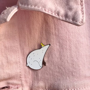 White polar bear in the yellow hat. Enamel pin, badge, brooch image 6