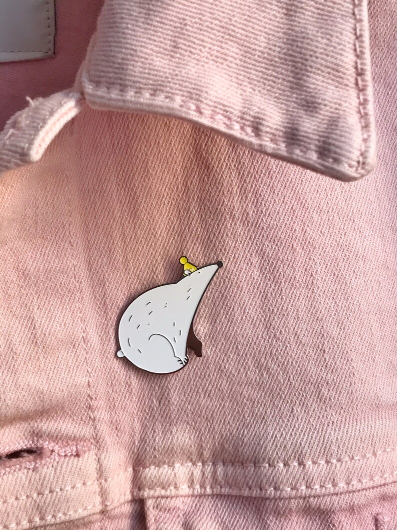 White polar bear in the yellow hat. Enamel pin, badge, brooch image 6