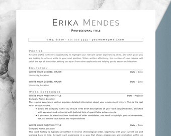 ATS Friendly Resume, Minimalist Resume Template for Word And Pages, Simple CV, Executive Resume, Academic, Engineer Resume Instant Download