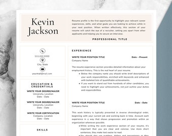 Resume Template for Word, Pages + Cover Letter Template + References Template | CV Template | Resume with Photo, Professional Resume, Resume