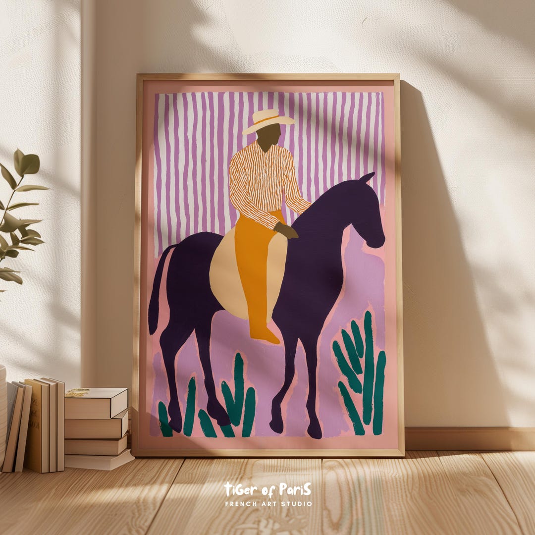 Vibrant Cowboy Horse Desert Print, Western Boho Wall Art (digital ...