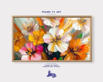 Samsung Frame TV Art | Frame TV Art | Digital Download | Vibrant Floral TV Frame Art | Elegant Digital Flower Art | Spring Farmhouse Decor