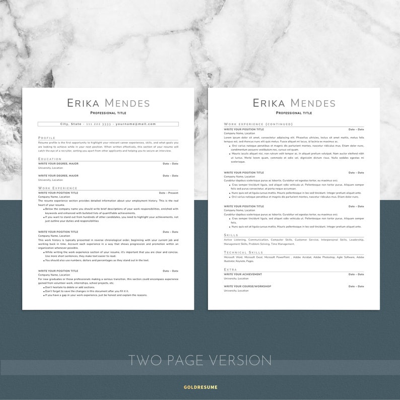 ATS Friendly Resume Minimalist Resume Template for Word ...
